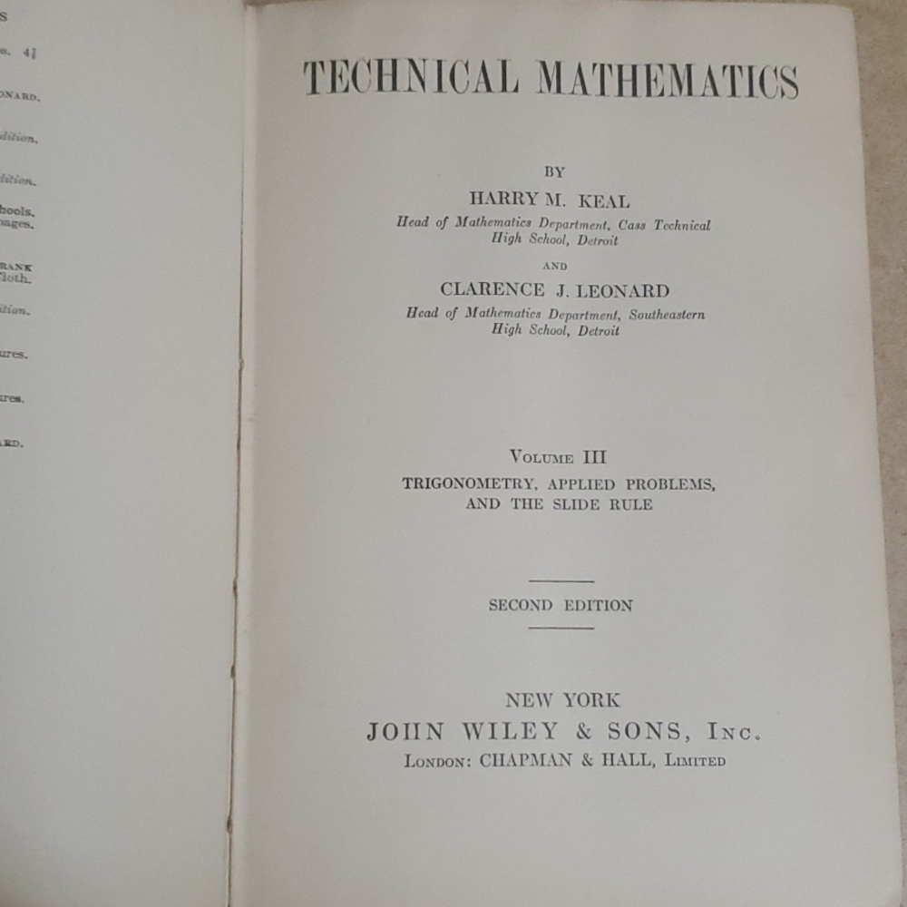 Vintage Brown Hardcover Book Technical Mathematics By Harry M. Keal